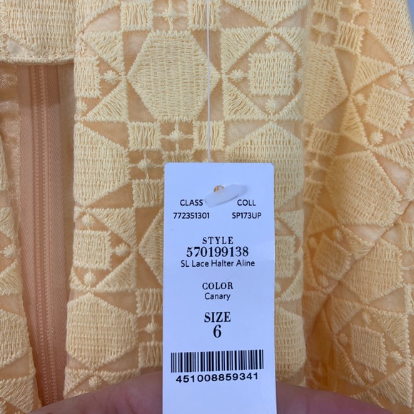 White House Black Market Yellow Lace Halter Dress - Picture 6 of 11